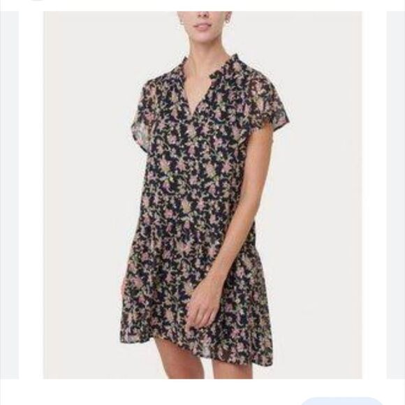 Loft navy flounce dress size M - Picture 3 of 12